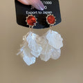 Elegant Zircon Pearl Petal Tassel Drop Earrings With Silver Pins Floral Geometric Design view 4