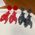 New Chinese Style Resin Flower Hollow Koi Pendant Drop Earrings With Silver Needles view 4