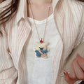 Cute Cloth And Ceramic Teddy Bear Dachshund Pendant Necklace Vacation Style Animal Clavicle Chain For Women view 3