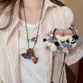 Cute Cloth And Ceramic Teddy Bear Dachshund Pendant Necklace Vacation Style Animal Clavicle Chain For Women view 1