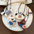 Cute Cloth And Ceramic Teddy Bear Dachshund Pendant Necklace Vacation Style Animal Clavicle Chain For Women view 2