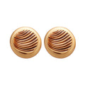 Copper Geometric Round Textured Enamel Stud Earrings With Silver Posts French Court Style view 5