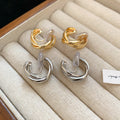 Cross Spiral Disc Copper Clip-on Earrings Minimalist Geometric Round Commuter Jewelry view 3