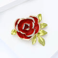 Alloy Enamel Rhinestone Rose Brooch For Elegant Women Garment Decoration view 2