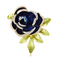 Alloy Enamel Rhinestone Rose Brooch For Elegant Women Garment Decoration view 5