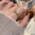 18K Gold Plated Copper Zircon Flower Star Open Ring For Women Light Luxury Court Style view 4