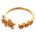 18K Gold Plated Copper Zircon Flower Star Open Ring For Women Light Luxury Court Style view 5