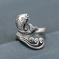 Adjustable Open Koi Fish Ring, Retro Lucky Auspicious Accessory For New Year Gift Fashion Jewelry view 1