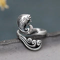 Adjustable Open Koi Fish Ring, Retro Lucky Auspicious Accessory For New Year Gift Fashion Jewelry view 2