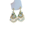 Crystal Rhinestone Geometric Flower Tassel Drop Earrings, Vintage Ethnic Style view 5