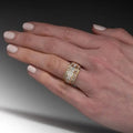 Old Money Style Three Row Combination Ring For Women Geometric Round Four Prong Setting view 3