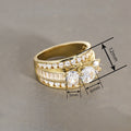 Old Money Style Three Row Combination Ring For Women Geometric Round Four Prong Setting view 4