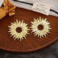 Luxury Irregular Radiant Sunflower Alloy Studs For Women, 3D Hollow Polygon Metal Sunburst Earrings view 4