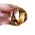 Vintage Leopard Print Acetate C Shaped Hoop Earrings With Silver Pins view 5