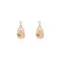Elegant Pearl Stud Gourd Drop Gold Alloy With Enamel Flower And Rhinestone Accent Earrings view 5