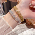 European American Style Hollow Flower Open Metal Bangle For Women Elegant Minimalist Jewelry view 1