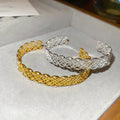 European American Style Hollow Flower Open Metal Bangle For Women Elegant Minimalist Jewelry view 2
