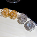 18K Gold Plated Silver Post Crystal Square Hollow Stud Earrings French Court Luxury Style view 4