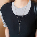 Korean Light Luxury Alloy Silver Pleated Flower Pearl Sweater Necklace For Women view 3