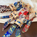 French Vintage Alloy Open Bangle With Pleated Fabric Scarf Wrap For Women view 4
