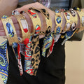 French Vintage Alloy Open Bangle With Pleated Fabric Scarf Wrap For Women view 3