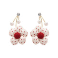 Sweet Style Faux Pearl Zircon Strawberry Bow Flower Stud Earrings With Silver Pins view 5