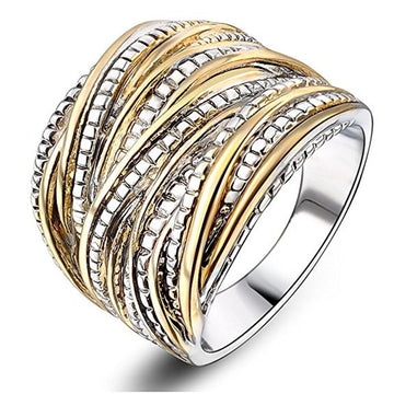 Beaded Multi-Rail Extra-Wide Rings In Four Metal-Tone Styles