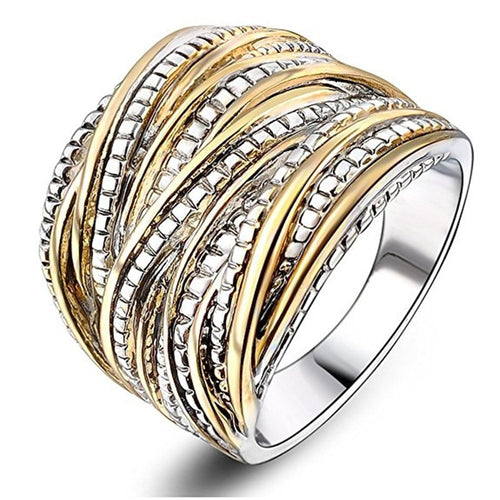 Product view showing beaded multi-rail extra-wide ring