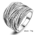 Silver Tone Multi Band Twisted Woven Wide Statement Finger Ring view 2
