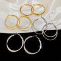 18K Gold Plated Copper Double Layer Cross Hoop Earrings With Silver Posts For Women view 2