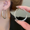 18K Gold Plated Copper Double Layer Cross Hoop Earrings With Silver Posts For Women view 4