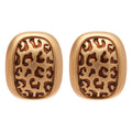 Copper Enamel Leopard Print Diamond Oval French Retro Light Luxury Stud Earrings view 5