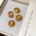 Copper Enamel Leopard Print Diamond Oval French Retro Light Luxury Stud Earrings view 3