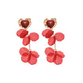 French Court Style Acrylic Petal Tassel Drop Earrings With Silver Pins And Heart Detail view 5