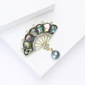 Alloy Rhinestone Shell Fan Brooch Elegant Lapel Pin For Women view 4