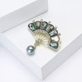 Alloy Rhinestone Shell Fan Brooch Elegant Lapel Pin For Women view 3