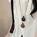 Vacation Style Copper Zircon Gourd Pendant Sweater Necklace With Wood Beads view 4