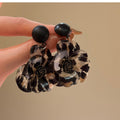 Vintage Ethnic Leopard Print Resin C Shape Flower Petal Stud Earrings With Silver Pins view 2