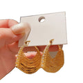 18K Gold Plated Copper Zircon Chain Hollow Round Triangle Ear Cuff Earrings view 5