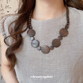 Vintage Wood Bead Geometric Round Pendant Necklace Ethnic Style Clavicle Choker For Women view 1