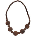 Vintage Wood Bead Geometric Round Pendant Necklace Ethnic Style Clavicle Choker For Women view 5