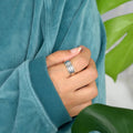 Laser Engraved English Letter Plain Band Ring, Niche Minimalist Design For Daily Commuter Wear view 3