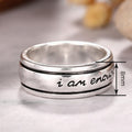 Laser Engraved English Letter Plain Band Ring, Niche Minimalist Design For Daily Commuter Wear view 4
