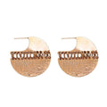 18K Gold Plated Copper Geometric Circle Spliced Stud Earrings With Silver Posts For Women view 5