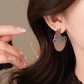 18K Gold Plated Copper Geometric Circle Spliced Stud Earrings With Silver Posts For Women view 4