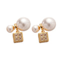 Light Luxury Palace Style Faux Pearl Zircon Geometric Square Pendant Drop Earrings view 5