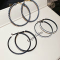Leather Letter Geometric Round Pendant Hoop Earrings With Sterling Silver Posts For Women view 1