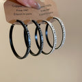 Leather Letter Geometric Round Pendant Hoop Earrings With Sterling Silver Posts For Women view 3