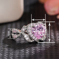 Korean Sweet Heart Ring For Women, Pink Bow Fairy Style Heart Shape Fashion Finger Jewelry view 4