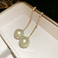 Light Luxury French Imitation Pearl Rhinestone Tassel Drop Earrings With Silver Pins view 2